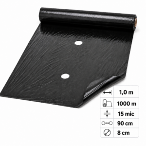 Folia ściółkująca z otworami pod arbuza 15 mic 1×1000 m Ø8 cm co 90 cm